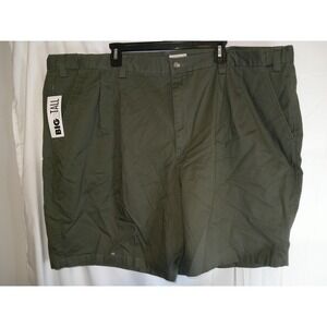 Haggar Big‎ & Tall Pleated Shorts Olive Green Casual Comfort Size 50 $36 NWT